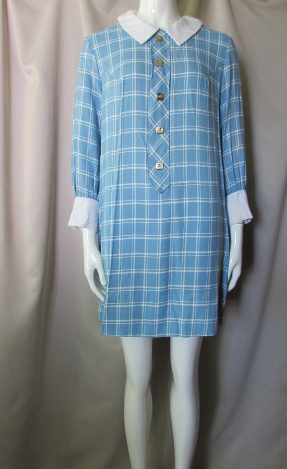 blue plaid dress with collar The Rhine River ~ Classic Sailor Collar Long Sleeve Plaid Lolita Dress main image 1