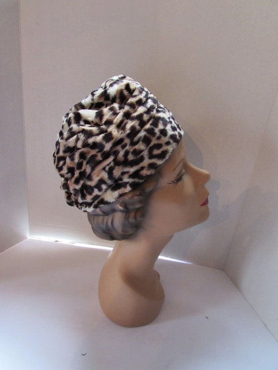 Vintage Hat Faux Animal Print Lush Plush Jonquil O