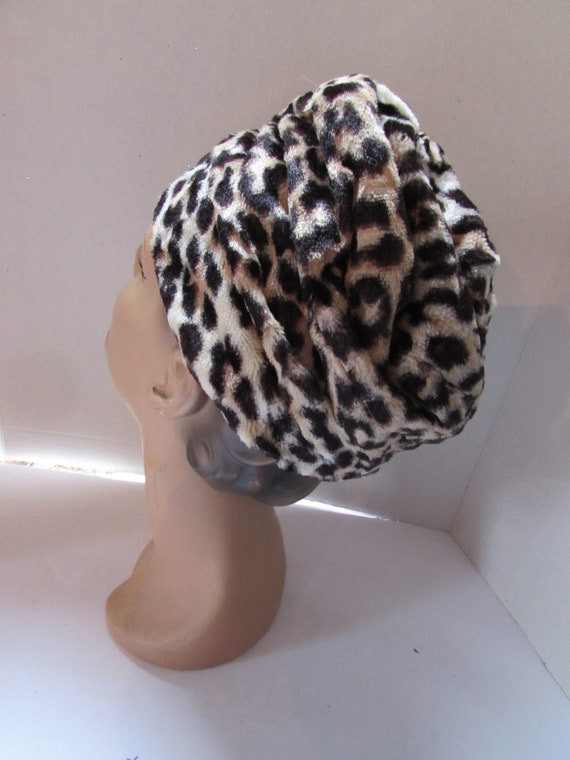 Vintage Hat Faux Animal Print Lush Plush Jonquil … - image 4