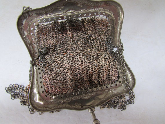 Antique Doll Purse Dresden Style Mesh Purse Orang… - image 6