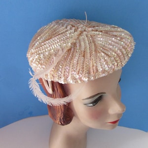 Vintage Gene Doris mink pillbox ribbon hat Vintage Pillbox Hat Gene Doris NY~Black W/Rhinestone  main image 2