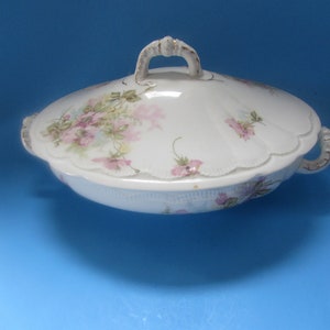 SALE Antique Tureen Lidded Serving Bowl O & E G Porcelain Royal Austria Late 1800 Early 20th Century Pink Wild Rose Antique Table Ware image 2