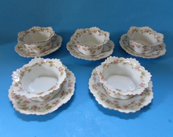 1884-1909 Moritz Zdekauer MZ Austria Ramekin W Saucer, Porcelain