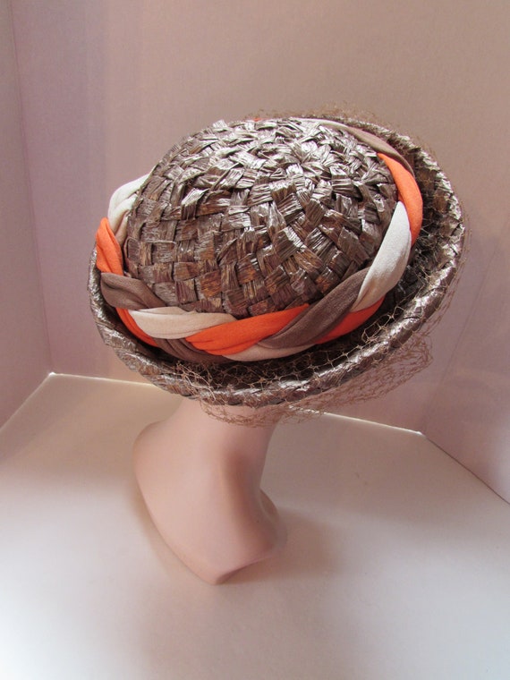 Mid Century Hat Breton Style Hat Cocoa Brown Weav… - image 3