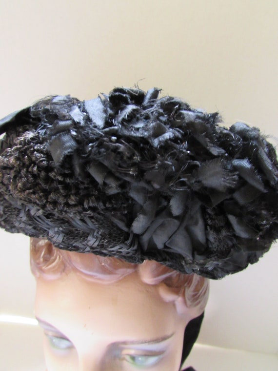 Antique Hats Victorian Era Mourning Bonnet Black … - image 5