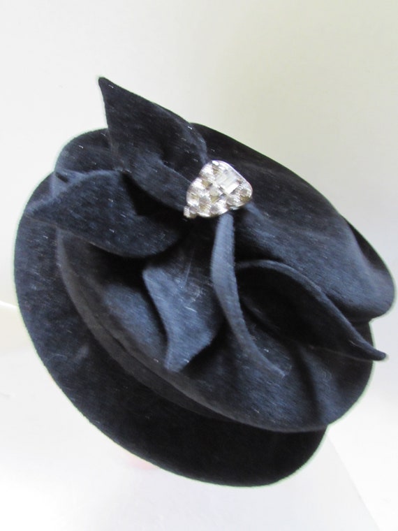 Vintage Hat Black Velour Riviera Brand Made Italy… - image 7