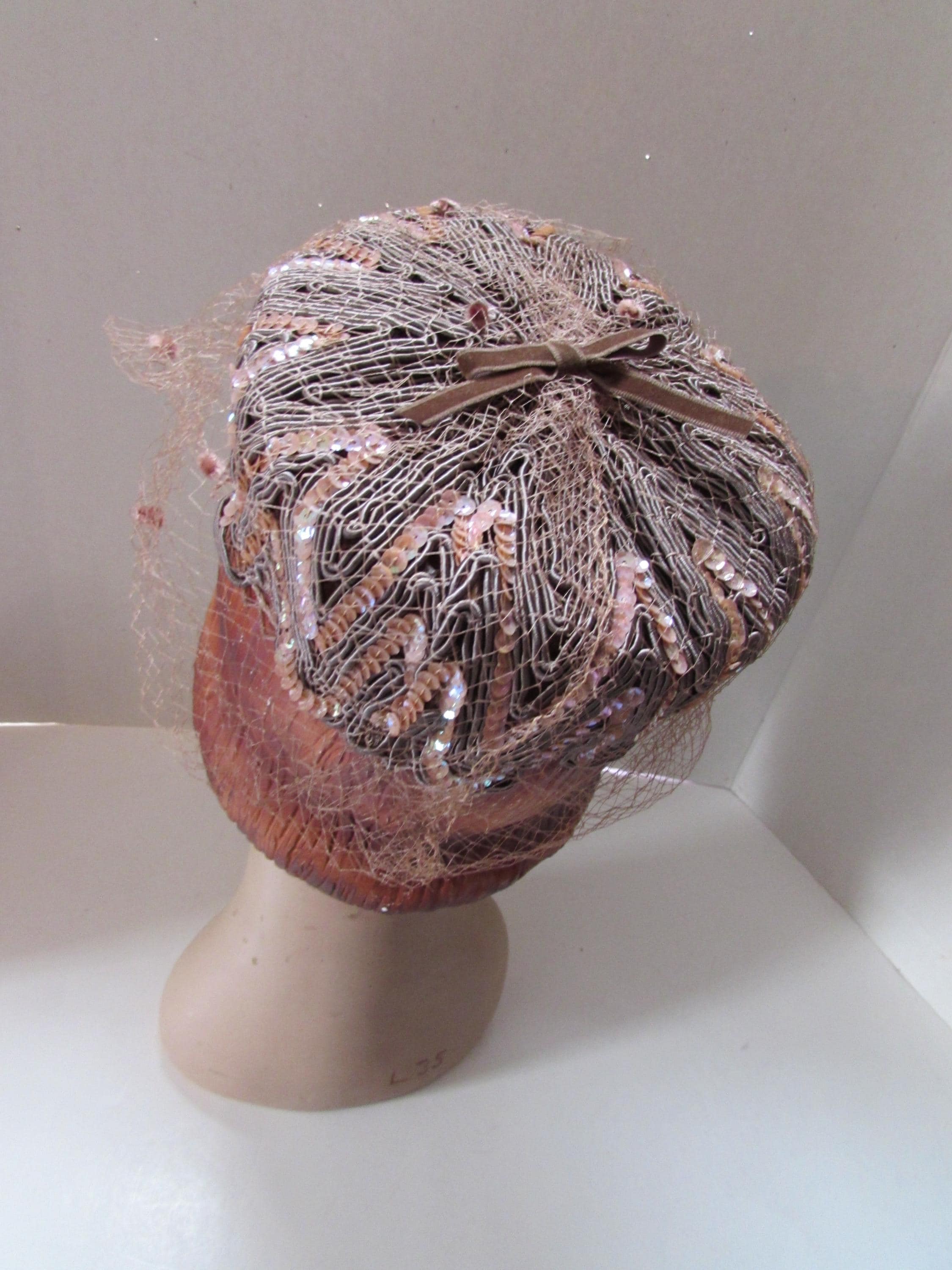 Vintage Cocktail Hat Pink Sequins 1960 Style Cocktail Pink 1960s Vintage Hats for Women for sale | eBay main image 2