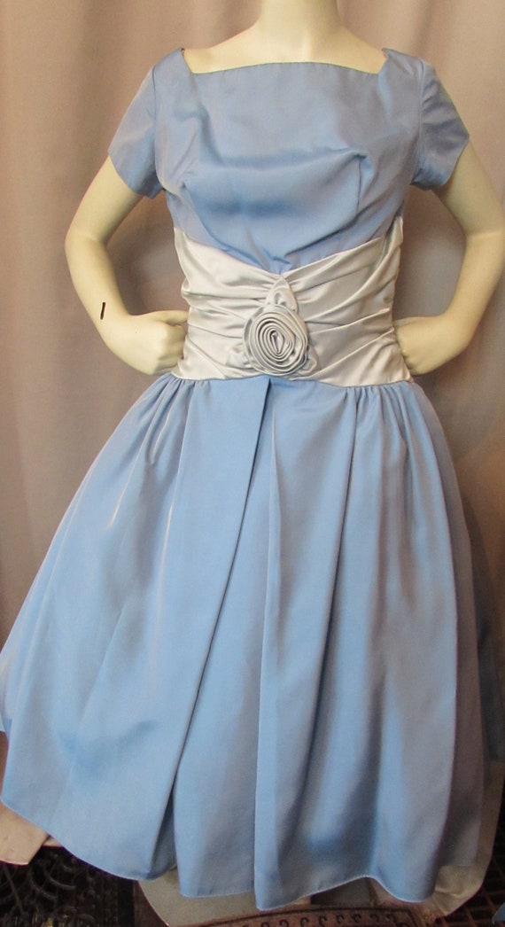 Prom Dress Cocktail Dress 1950 Era Baby Blue Taff… - image 2