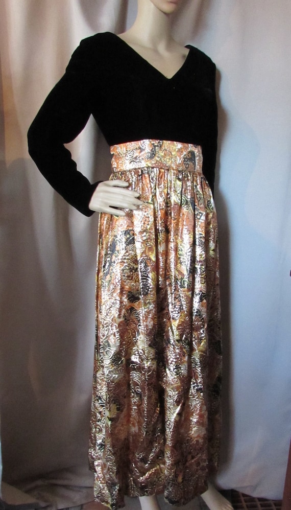 Vintage Dress 1970 Era Hostess Dress Long Maxi Dr… - image 1