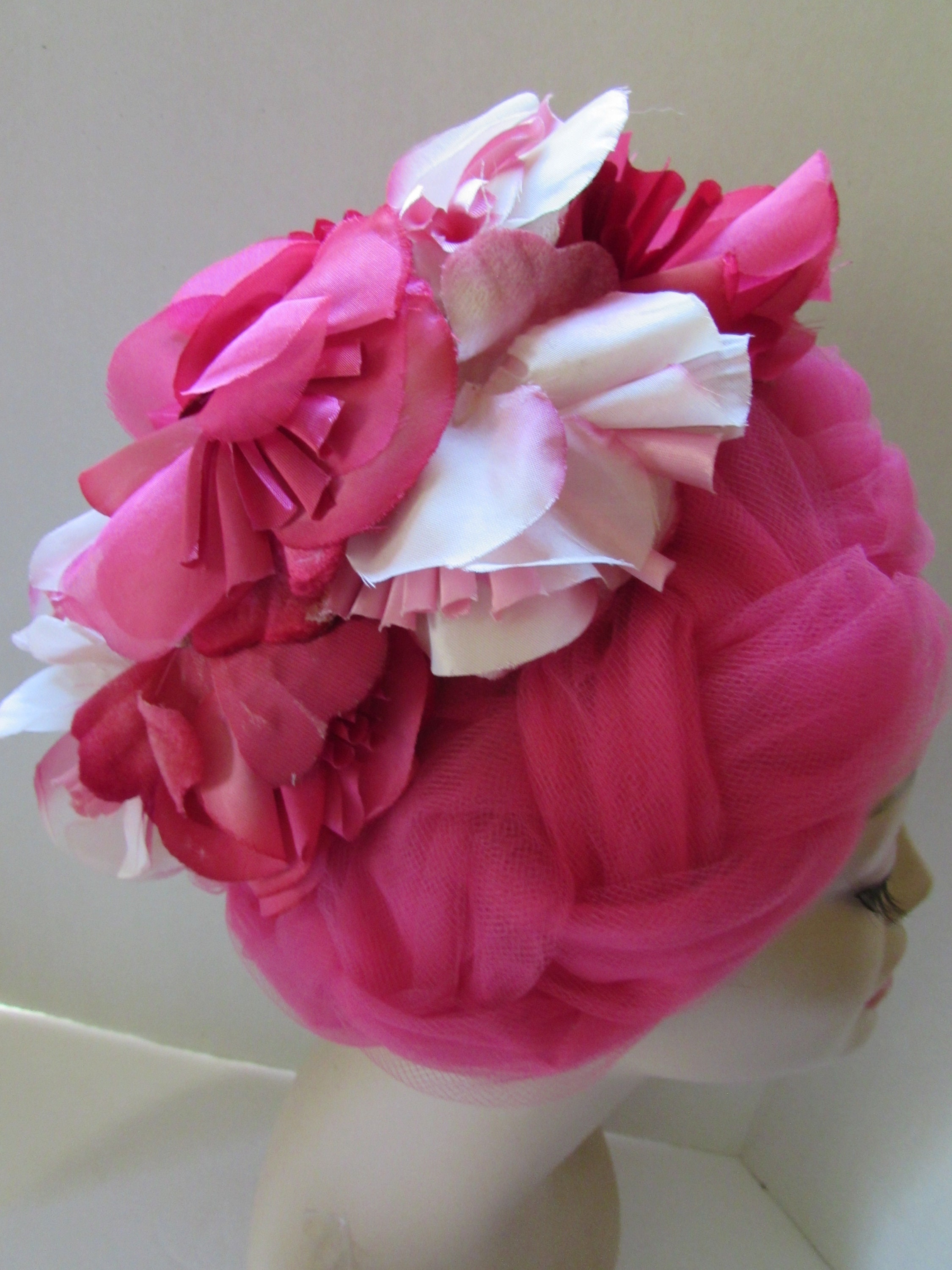 Vintage Hat 1960 Era Bouffant Style Flower Blossoms Braided  display picture 1