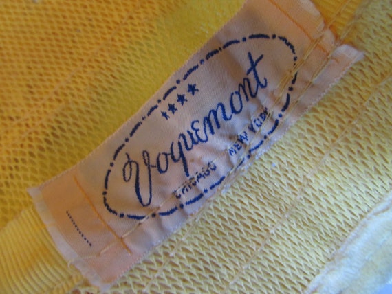 Vintage Hat Bucket Style Sunny Yellow Woven Cello Velvet  display picture 2