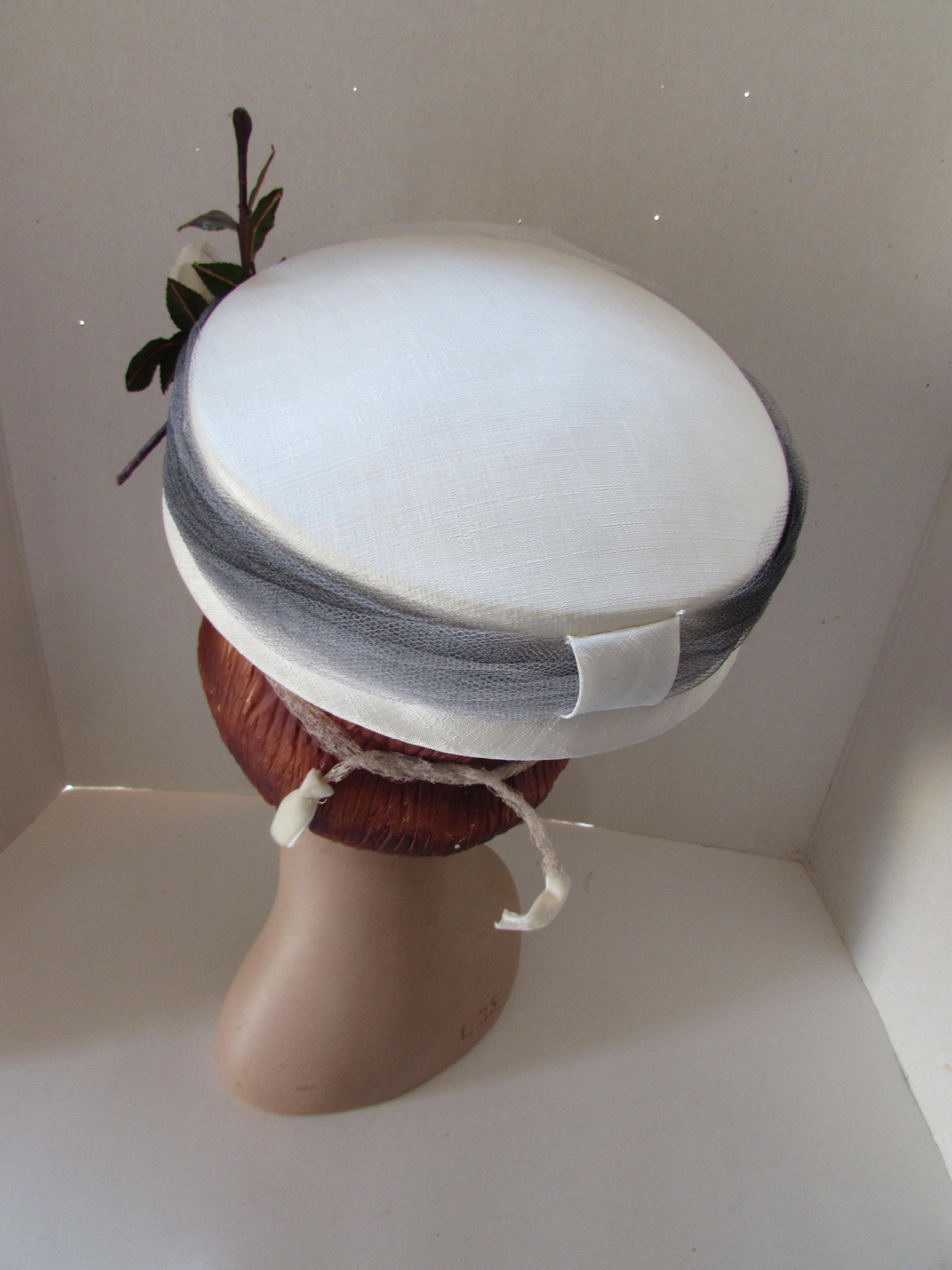 Vintage Meril Fine Millinery Gray Tulle & Rose Hat | Estate Piece Fine Millinery Hat - Etsy main image 3