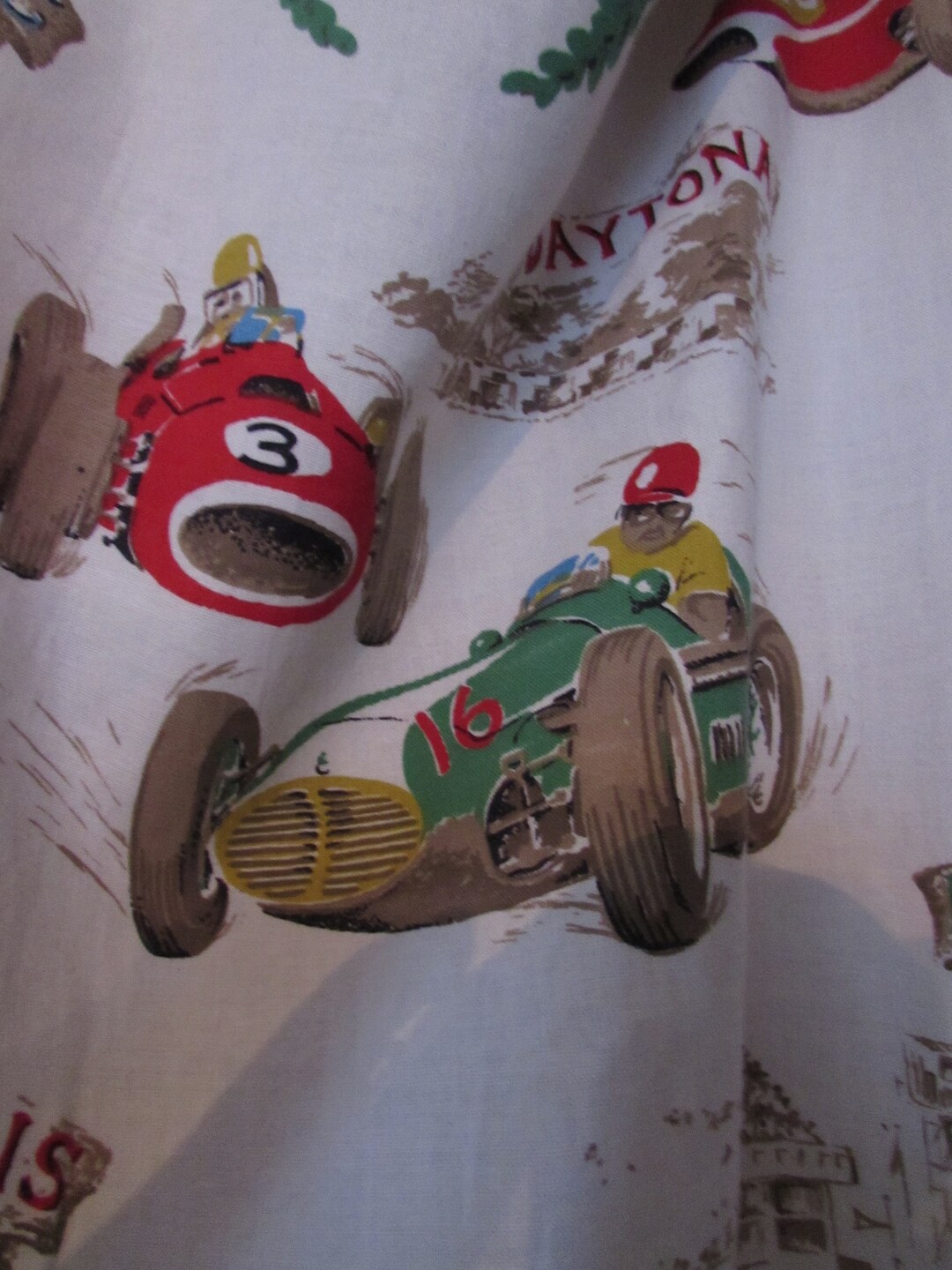 Drapery Fabric Remnant Pieces Racing Car Theme Primary Colors Etsy