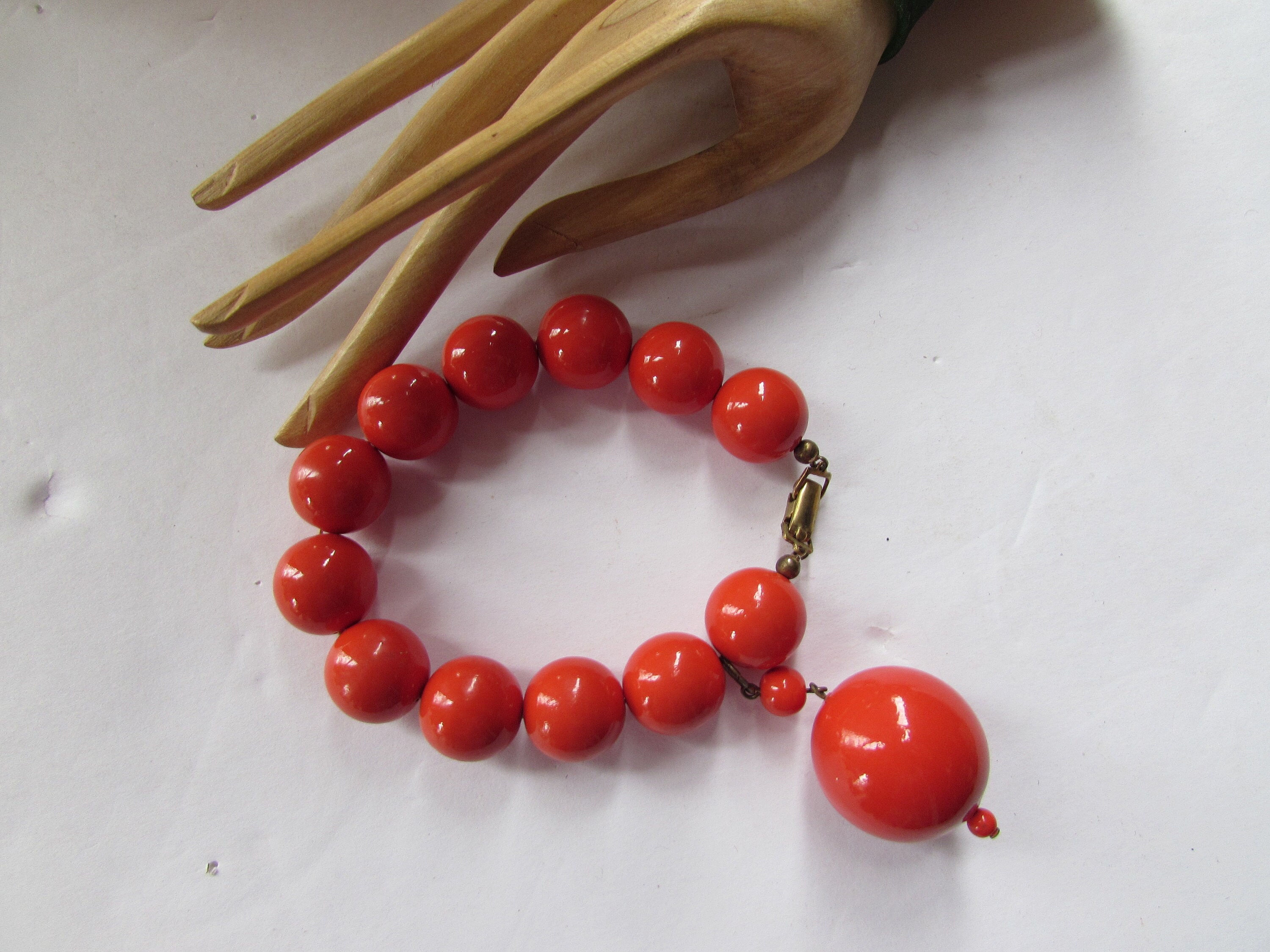 セール ヴィンテージジュエリー ビーズブレスレット 明るいオレンジの