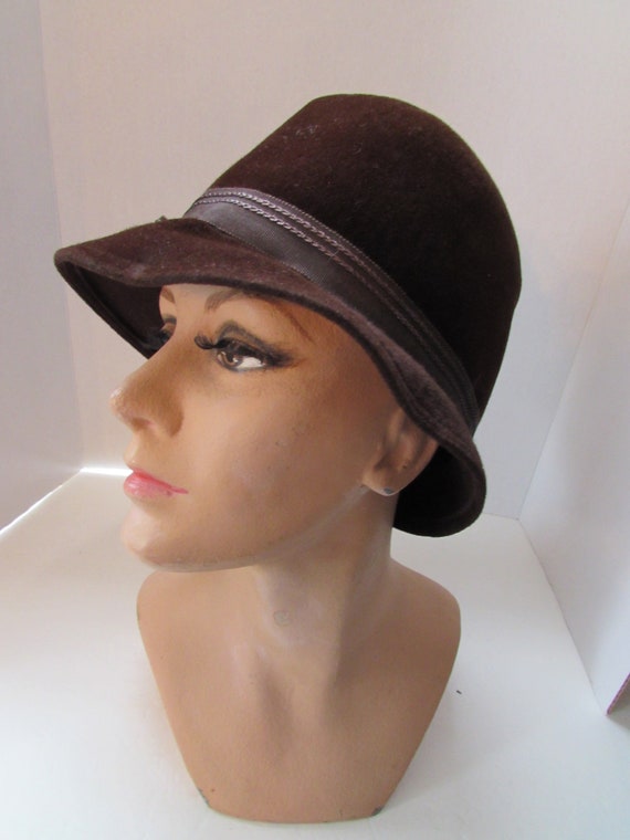 Bucket Hat 1960 Era Mid Century Hat Chocolate Bro… - image 7