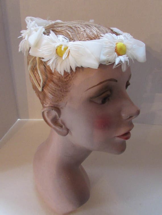 Daisy Chain Circlet Headband Hat Bridal Party Hat White 