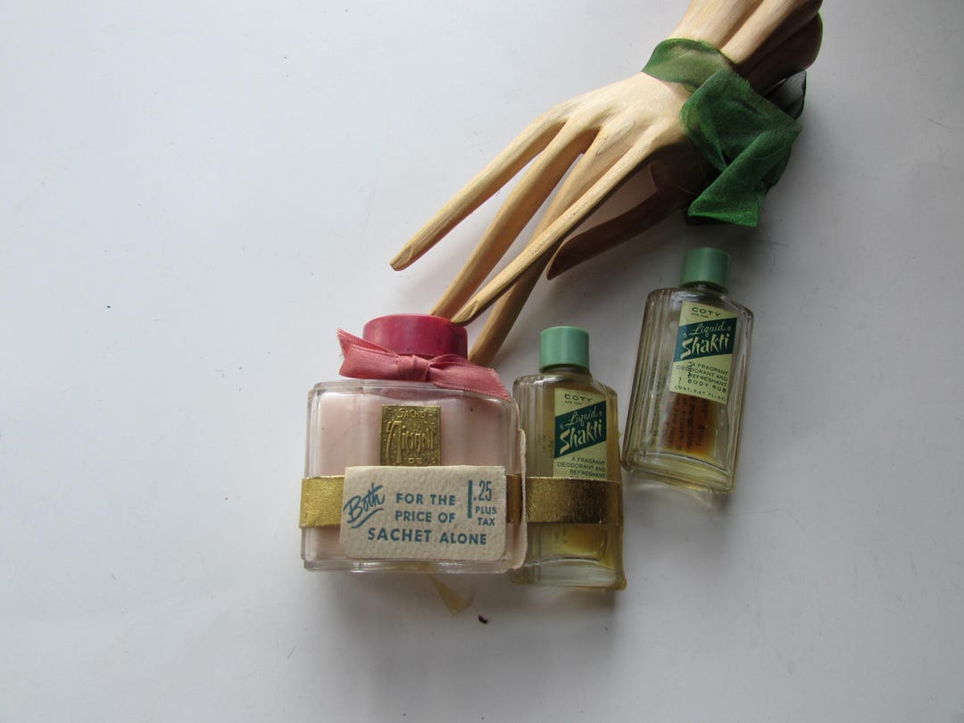 Vintage Coty L'aimant Sachet & Shakti Set, Unopened Glass Bottles
