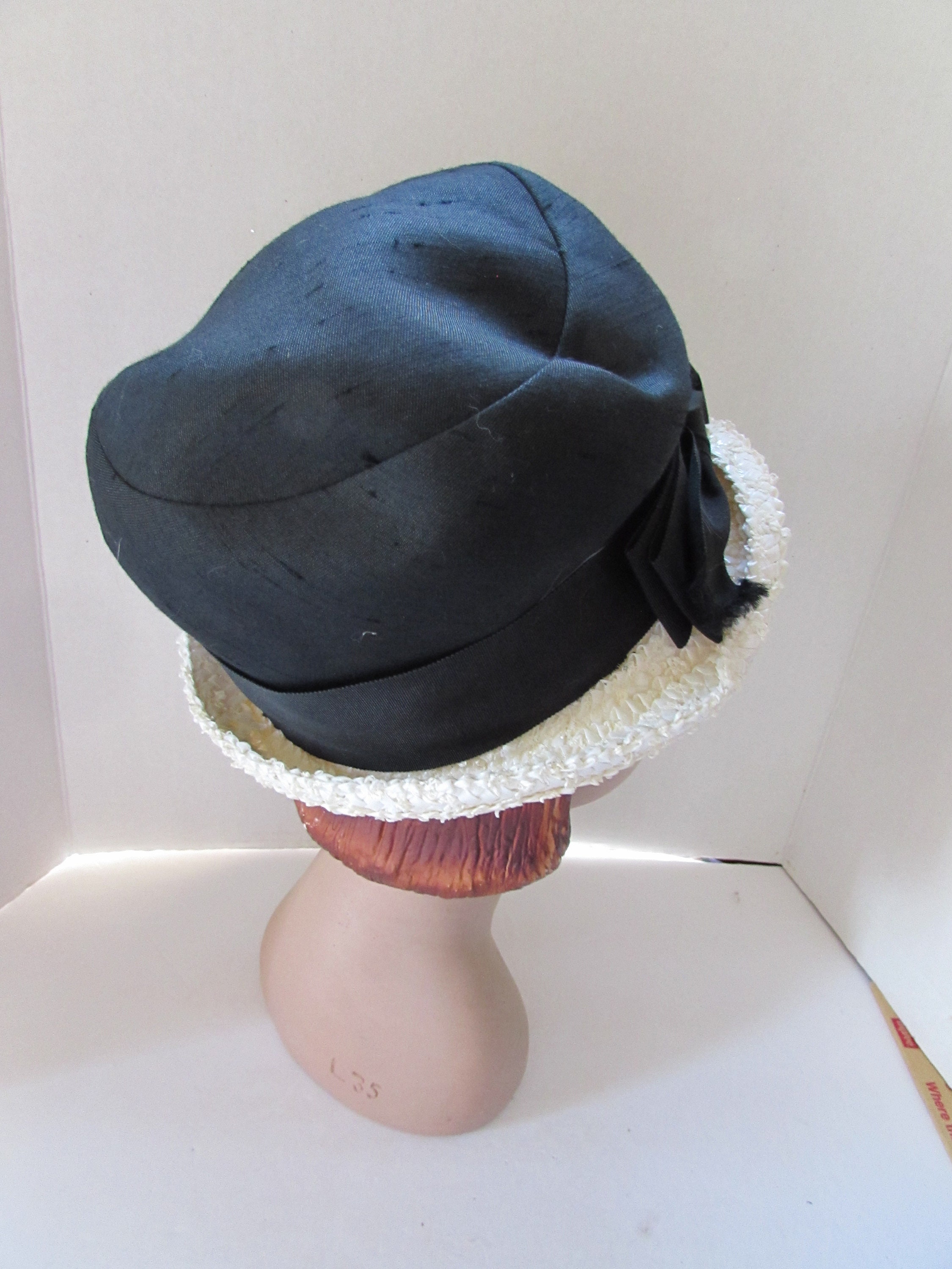 Vintage Hat 1960 Era Modified Bucket Black and White Black  display picture 3