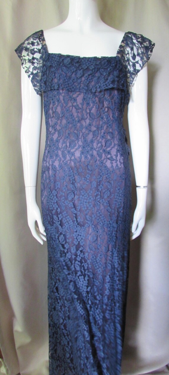 Yveine Lace Gown Dark Blue main image 1