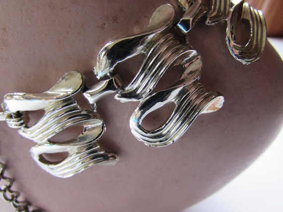 Sautoir Ras De Cou Argenté émaillé - Collier Métal Occasion, Style Perles