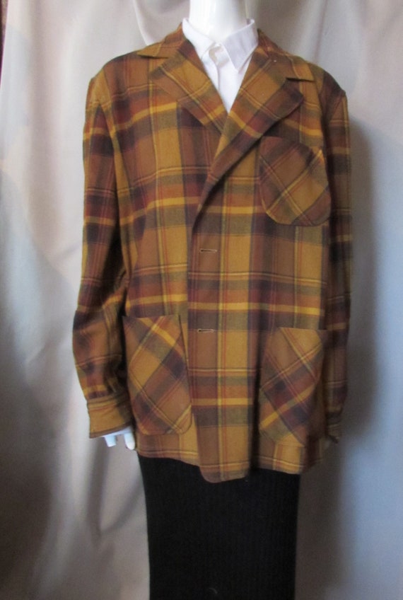 SALE Vintage Jacket Pendleton Mills Earth Tone Pla