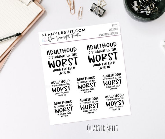 Quarter Sheet Planner Stickers - Being an Adult