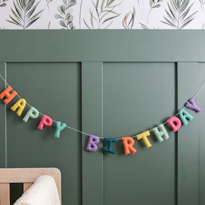 Happy Birthday Banner Felt | Felt Bunting Birthday Decor | Felt Garland Rainbow | Birthday Decorations | Birthday Felt Letters
