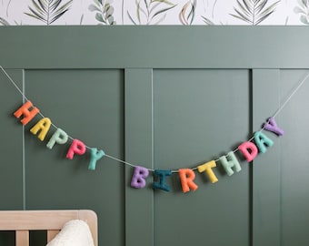 Happy Birthday Banner Felt | Felt Bunting Birthday Decor | Felt Garland Rainbow | Birthday Party Decorations | Happy Birthday Felt Letters