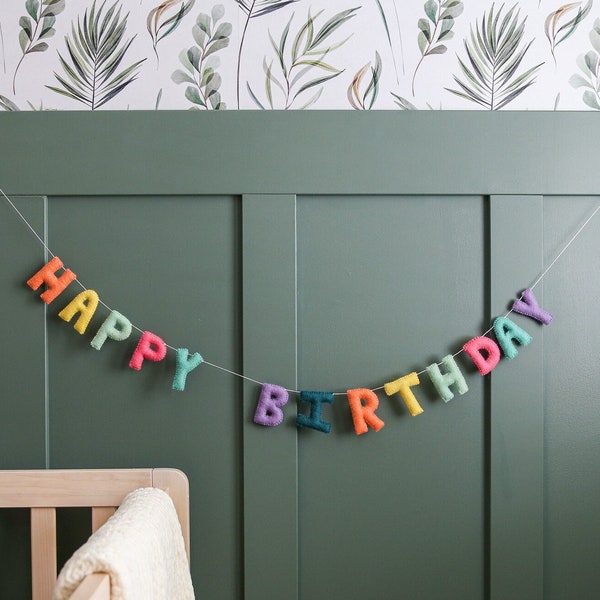 Happy Birthday Banner Felt | Felt Bunting Birthday Decor | Felt Garland Rainbow | Birthday Party Decorations | Happy Birthday Felt Letters