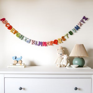 Alphabet felt garland rainbow | Baby shower colourful decor | Baby photoshoot rainbow alphabet | Nursery decor alphabet rainbow