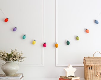 Mantle decoration Christmas lights felt handmade holiday decor seasonal colourful Xmas decoration