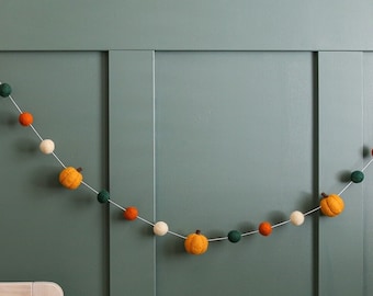 Autumn decor pumpkins felt banner pumpkin garland boho halloween decorations wall hanging fall pumpkins cute decor