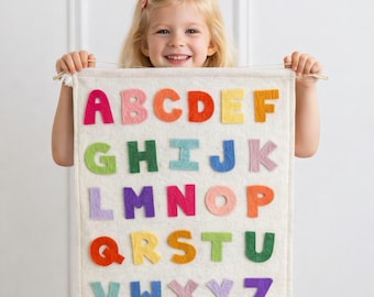 Colourful Felt Alphabet Tapestry for Kids | Educational Nursery Wall Art | Playroom Decor | ABC Wall Art | Classroom Art