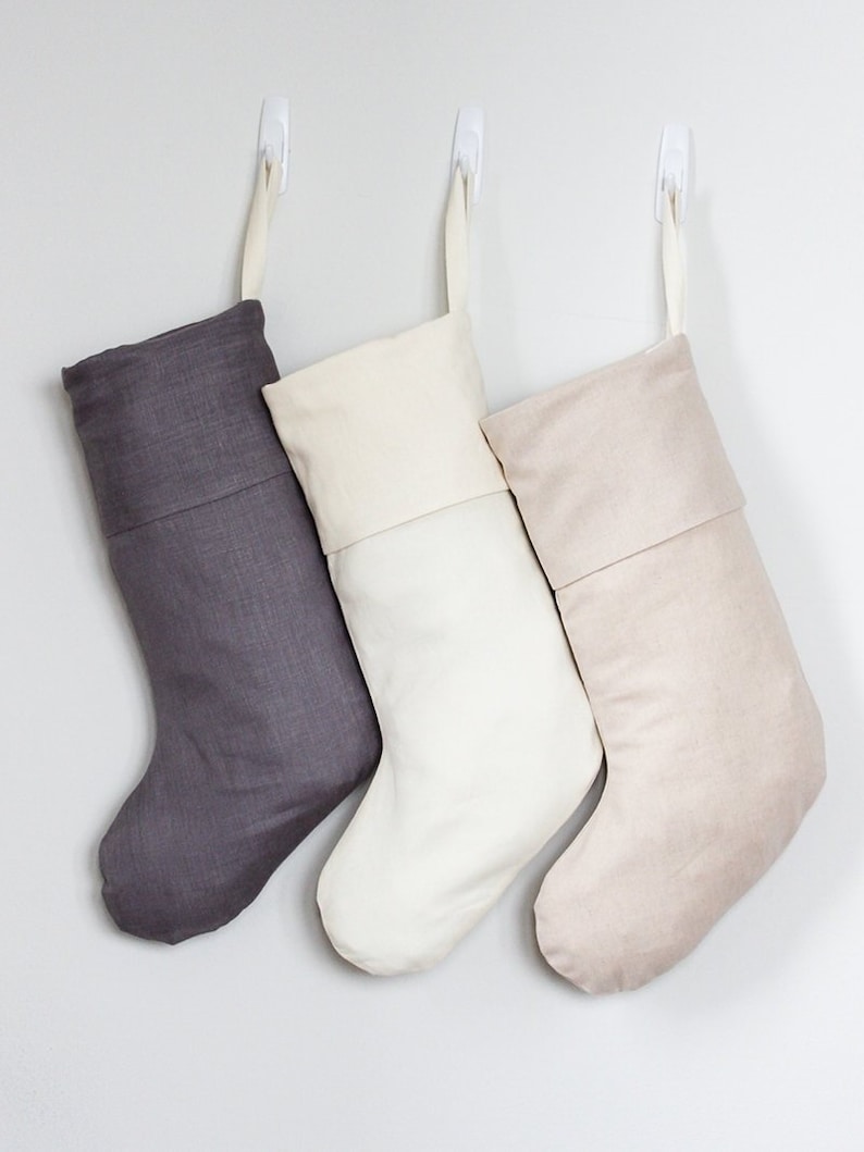 Minimalist Christmas Stocking Holiday Stockings Linen  Etsy