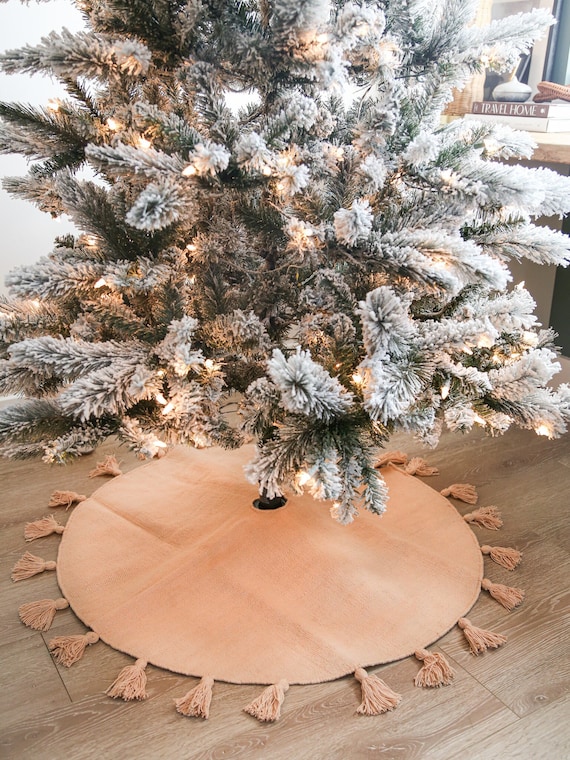 Buy Pink Canvas Christmas Tree Skirt Boho Christmas Tree Skirt Boho Christmas Decor Tassel Tree Skirt Online in India Etsy