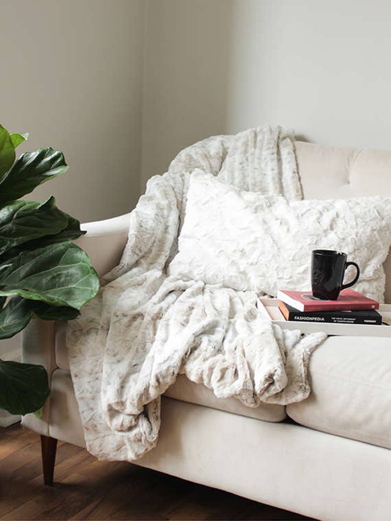 Faux Fur Throw Blanket Sofa Throw Decorative Blanket Etsy
