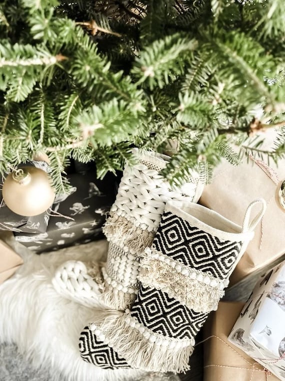 Bohemian Stockings Christmas Decorations Neutral Christmas - Etsy