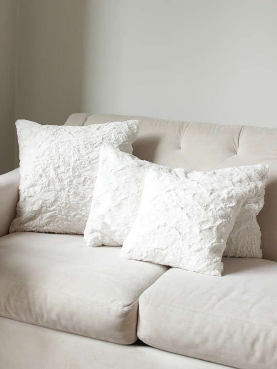 Faux Fur Pillow Ivory Throw Pillow Cover Decorative Etsy