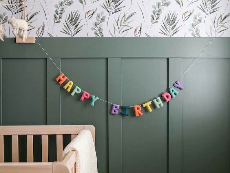 Happy Birthday Banner Felt | Felt Bunting Birthday Decor | Felt Garland Rainbow | Birthday Decorations | Birthday Felt Letters image 1