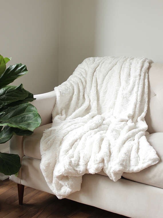 Faux Fur Throw Ivory Bed Throw Cream Decorative Blanket Etsy