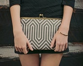 Oversized Clutch / Geometric Clutch / Gray & White Clutch {Marni Clutch: Pont}