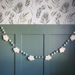 Cloud Felt Garland | Felt Garland Photoshoot | Nursery Decor Clouds | Kids Party Decor Boho Felt | Clouds Felt Banner