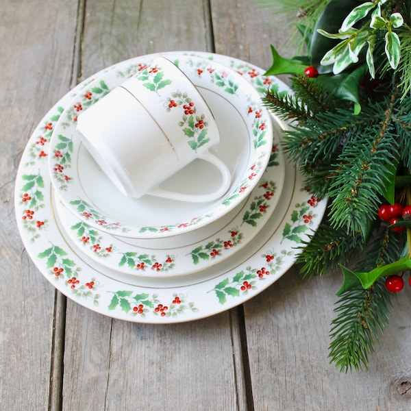 Gibson Christmas Charm-Delight-Holiday-Harmony dinner plates, coupe cereal bowls, salad plates, and cups, SOLD INDIVIDUALLY