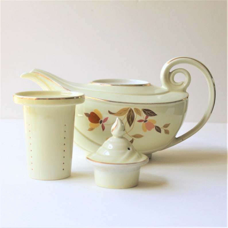 Vintage Jewel Tea Autumn Leaf Aladdin teapot with infuser cottage d\u00e9cor Superior Quality Kitchenware farmhouse dishware