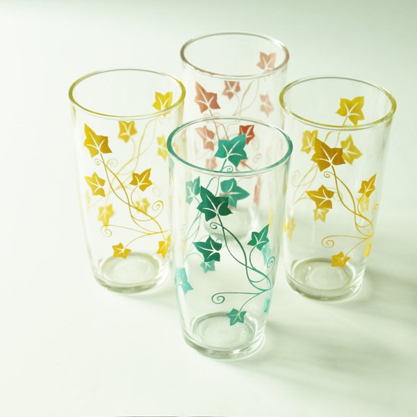 Vintage Hazel Atlas sour cream glasses, set of 4, cottage chic décor, mid-century dishware