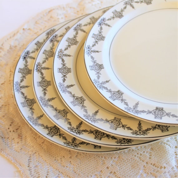 Taylor Smith Taylor 1825 Luncheon Plates 4 Plates Platinum