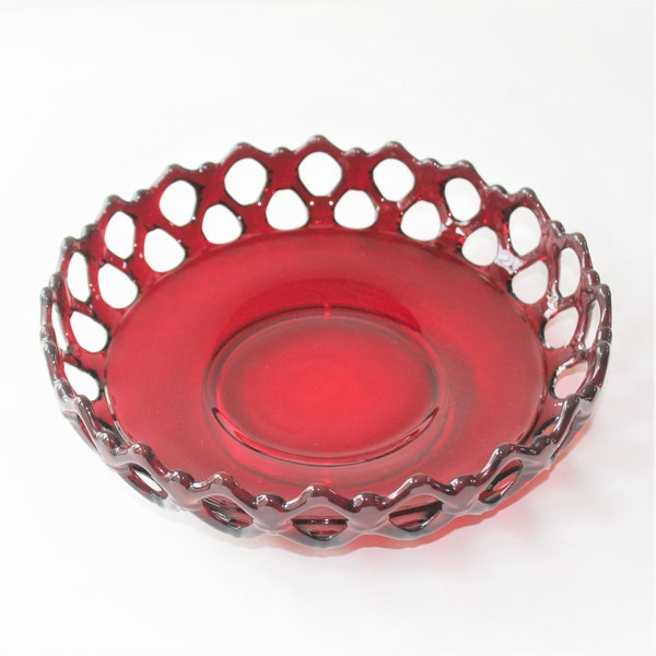 Verre rouge rubis ouvert dentelle de Westmoreland dorique Vintage bol bol réticulé, plat, verres vintage