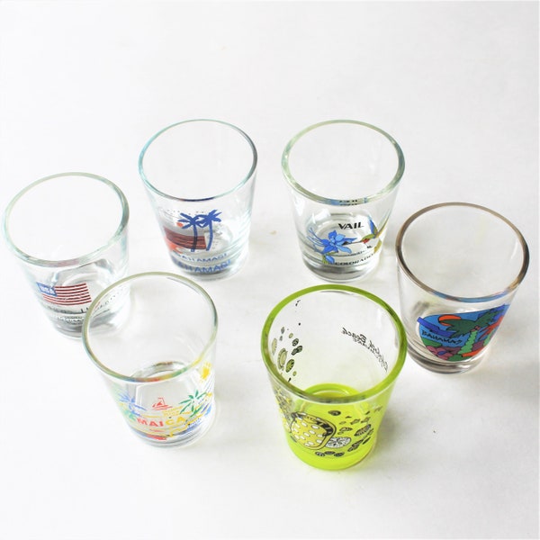 Travel souvenir shot glasses, sold individually, travel-themed barware, Father’s Day gift idea, home barware, beach house bar
