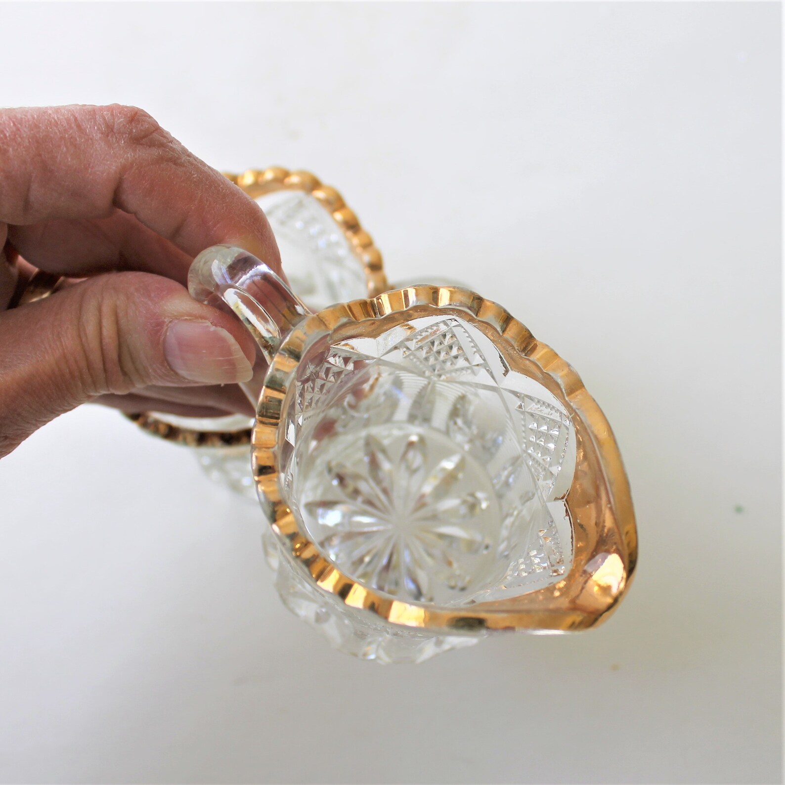 EAPG Gold Enamelrimmed Creamer and Sugar Bowl Set Tea Party Etsy