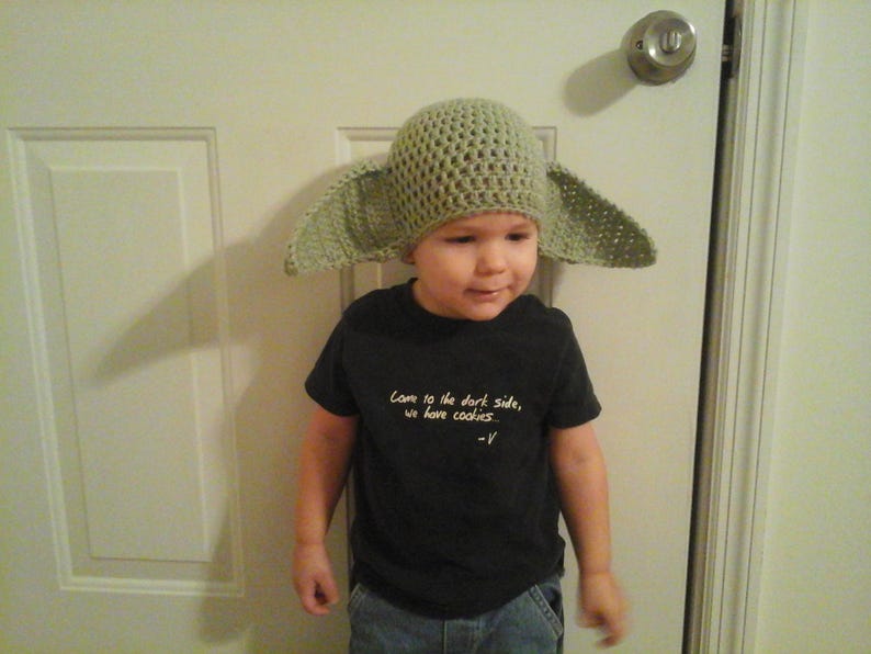 Crochet Galactic Alien Hat – Yoda or Grogu Costume Beanie for Babies, Toddlers, and Adults image 2